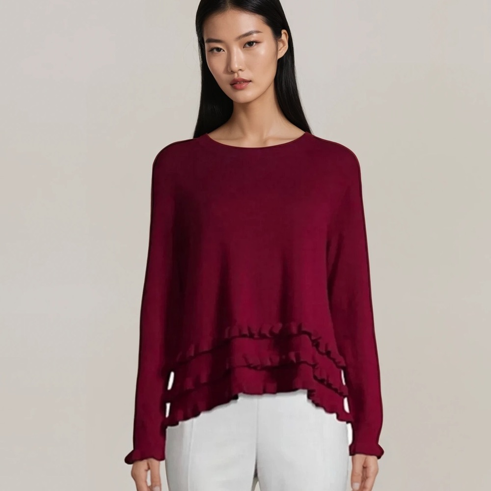 Cinq a Sept Adiella Ruffled Cashmere Sweater
